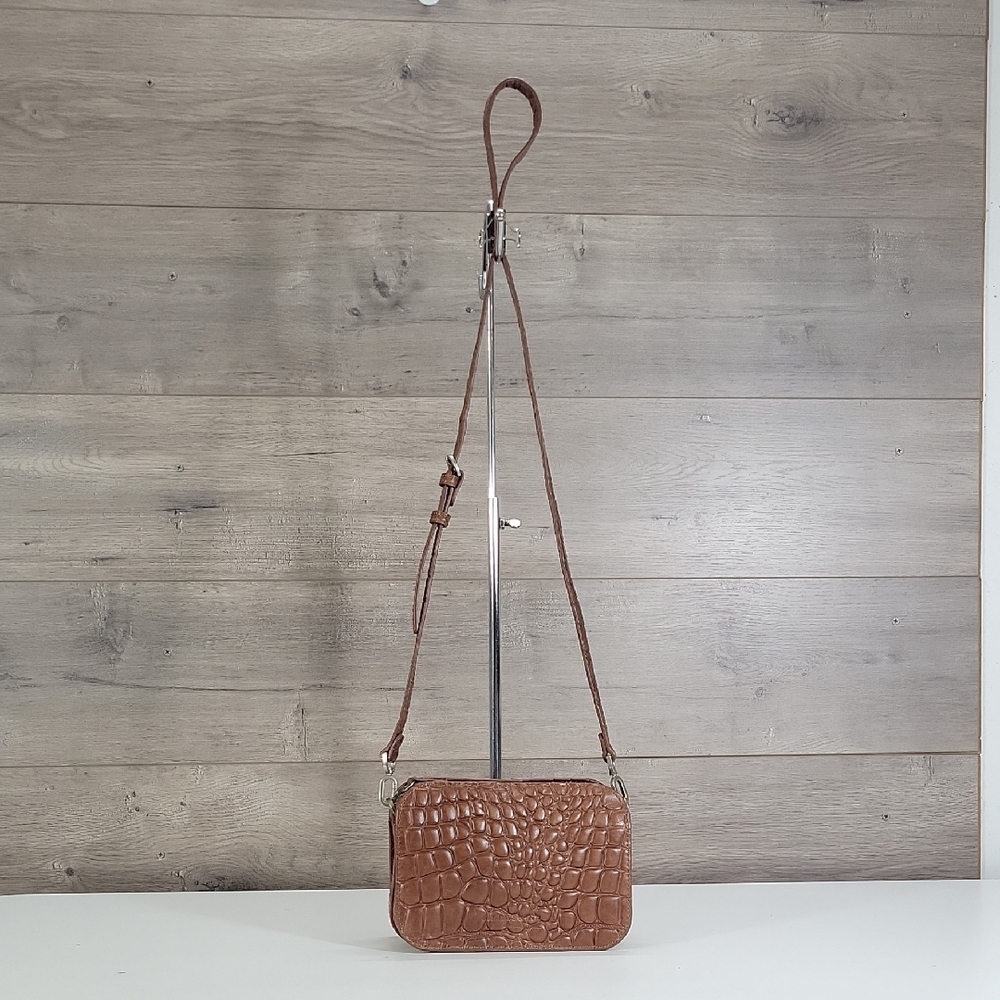 Liebeskind Berlin Brown Croc-Embossed Leather Crossbody Bag